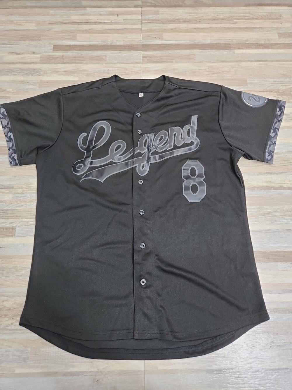 Kobe Bryant MAMBA FOREVER LEGEND Jersey Baseball Edition Size Med. Black 8/24